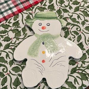 Vintage Snowman Ceramic Trivet